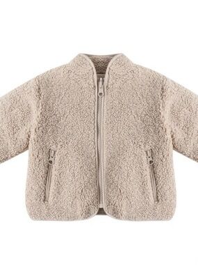 Quincy Mae Shearling Zip Jacket - Oat